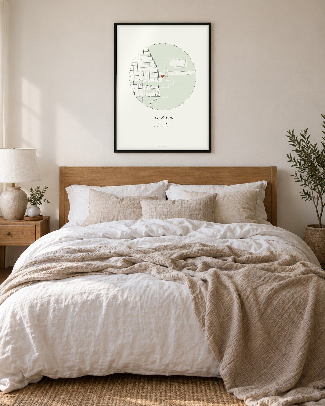 Street map poster of Navy Pier in Chicago with two names, printed on matte paper and framed