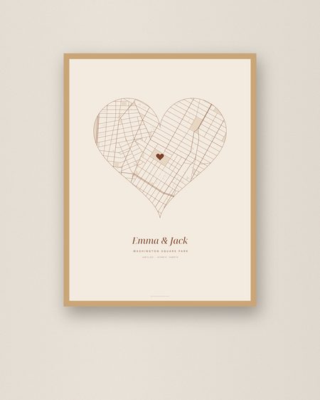 Heart map poster of Washington Square Park, New York