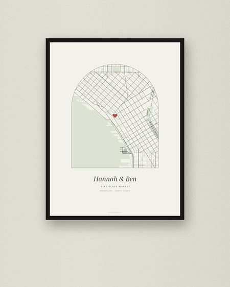Arch map poster of Pike Place Market, Seattle